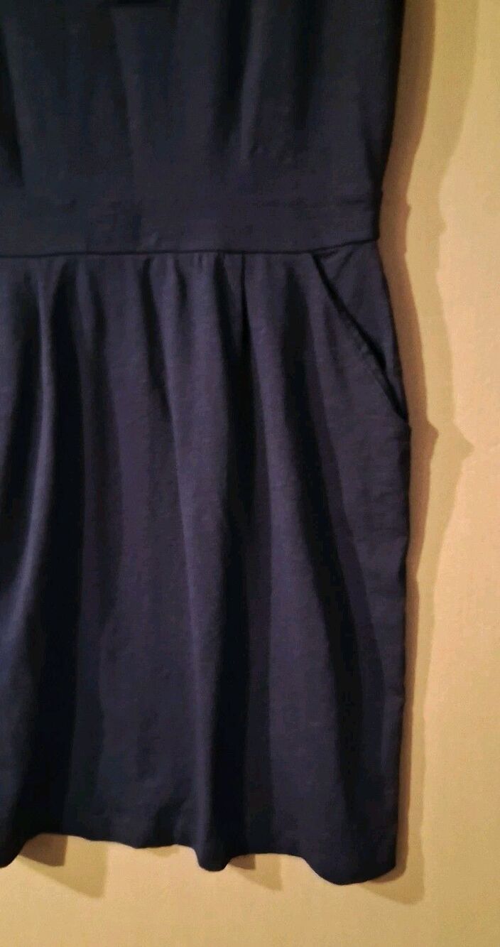 Boden Size 12 US Florrie Cotton Knit Dress Blue Pockets Sheath Minimalist NWT$90 - Picture 4 of 7